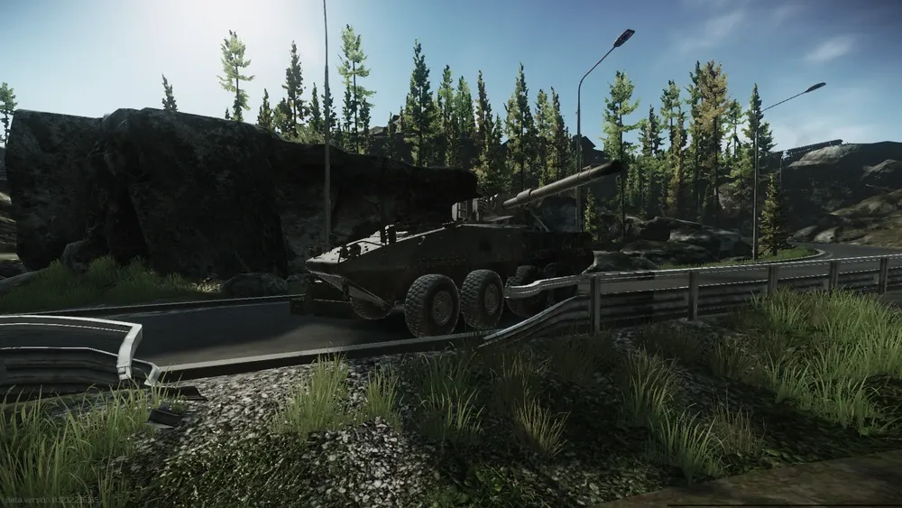 Второй Stryker — на улице в горку, ведущей к одному из шале